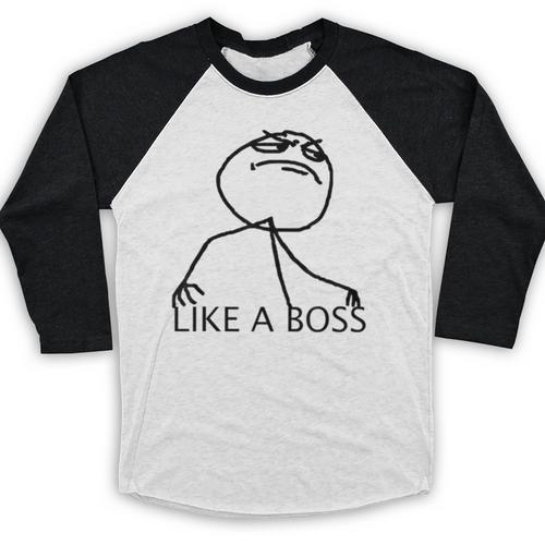 Like A Boss Rage Comic Meme Classic Internet Nostalgia Tee Baseball Raglan Shirt - Figerry