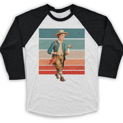 Boy Goose Vintage Rural Pastoral Charm Nostalgia Simple Life Baseball Raglan Shirt - Figerry