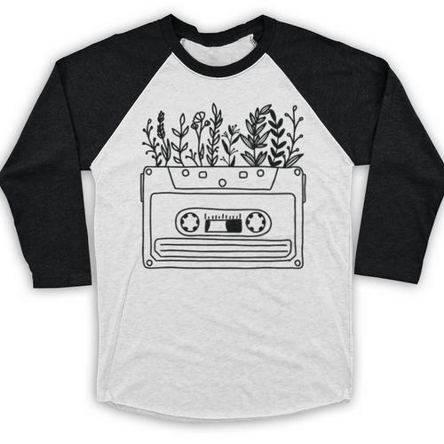 Cassette Tee 80s 90s Retro Party Costume Nostalgia Cassette Baseball Raglan Shirt - Figerry