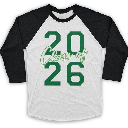 Class Of 2026 Graduation Varsity Green And On The Back Baseball Raglan Shirt - Best Gift Smart