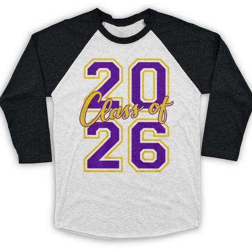 Class Of 2026 Graduation Varsity Purple Yellow On The Back Baseball Raglan Shirt - Best Gift Smart