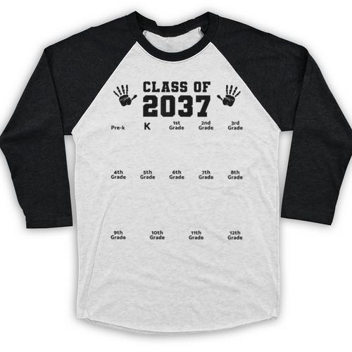 Class Of 2037 Handprint Grow With Me Pre-k Graduation Baseball Raglan Shirt - Best Gift Smart