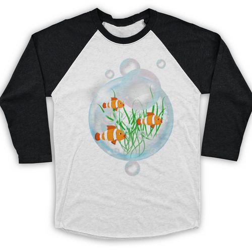 Clownfish Anemonefish Bubbles Water Frutiger Aero Y2K Style Baseball Raglan Shirt - Figerry