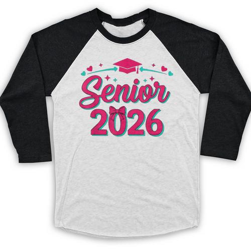Coquette Pink Bow Senior 2026 Class Of Graduation Baseball Raglan Shirt - Best Gift Smart