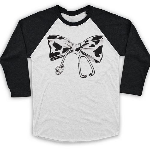 Cow Print Bow And Stethoscope Nurse RN Graduation Coquette Baseball Raglan Shirt - Best Gift Smart