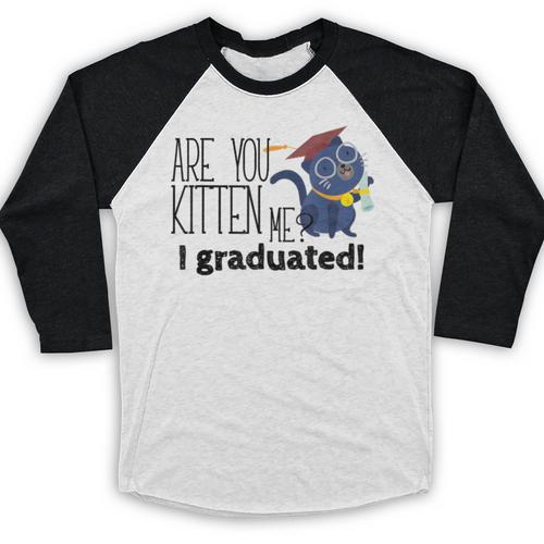 Cute Graduation Cat Masters High School T-Shirt For Men Women Kids Baseball Raglan Shirt - Best Gift Smart