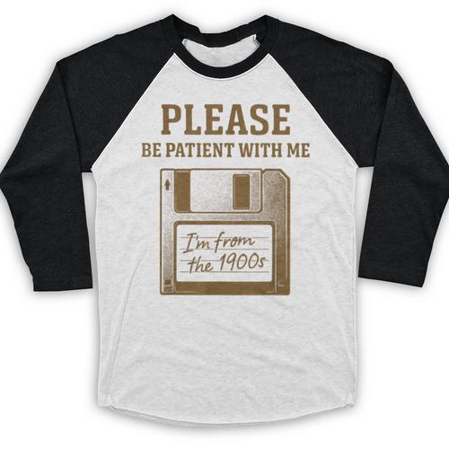 Dad Joke I'm From The 1900s Old Floppy Disk Programmer Baseball Raglan Shirt - Figerry