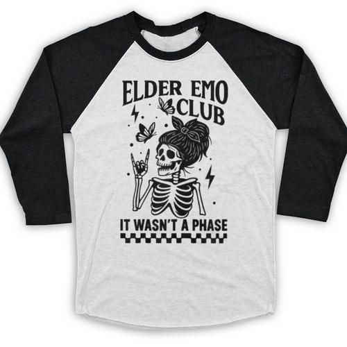 Elder Emo Club Skeleton Nostalgia It Wasn't a Phase Mom Baseball Raglan Shirt - Figerry