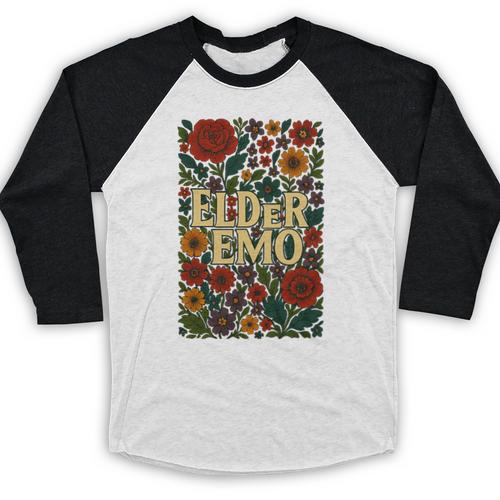 Elder Emo Floral Gothic Vintage Nostalgia Premium Tri-Blend Baseball Raglan Shirt - Figerry