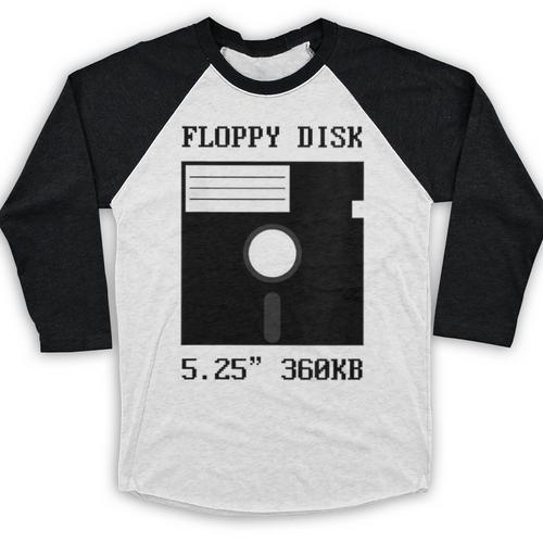 Floppy Disk Computer Nostalgia Fun PC Enthusiast History Baseball Raglan Shirt - Figerry