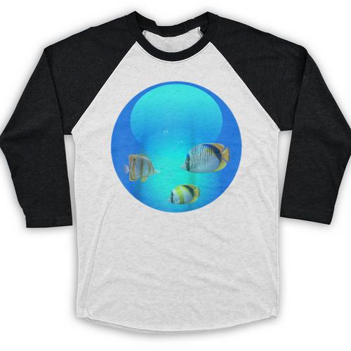 Frutiger Aero Aesthetic Tech Orb Fishes Raglan Baseball Tee Baseball Raglan Shirt - Figerry