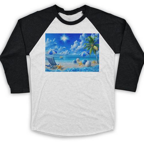 Frutiger Aero Beach Y2k Aesthetic Palm Tree Sand Ocean Premium Baseball Raglan Shirt - Figerry