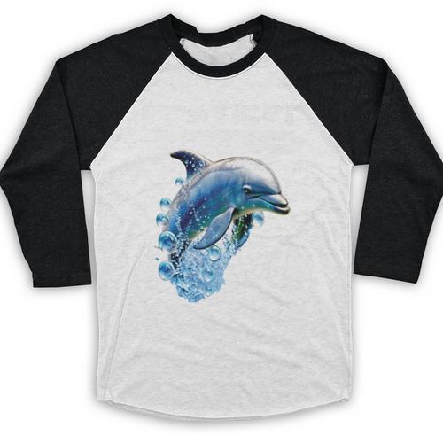 Frutiger Aero Splashy Dolphin Y2k Aesthetic Graphic Premium Baseball Raglan Shirt - Figerry