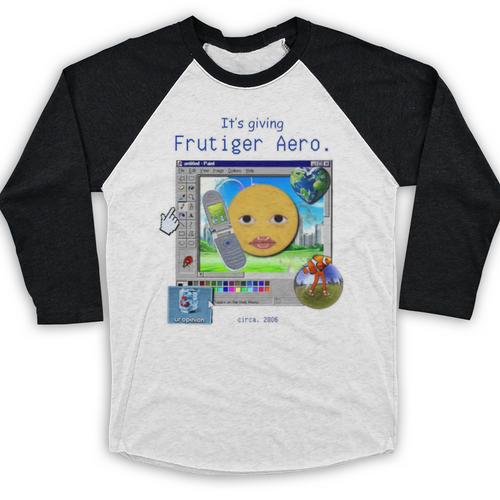 Frutiger Aero Y2K Meme Graphic 2000s Nostalgia Premium Baseball Raglan Shirt - Figerry
