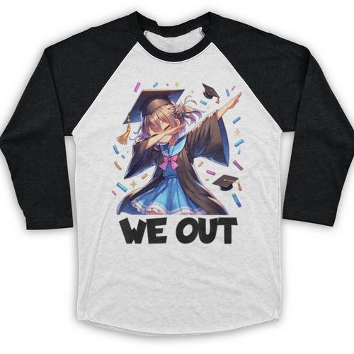 We Out Graduate Dabbing Anime Girl Grad Graduation Baseball Raglan Shirt - Best Gift Smart