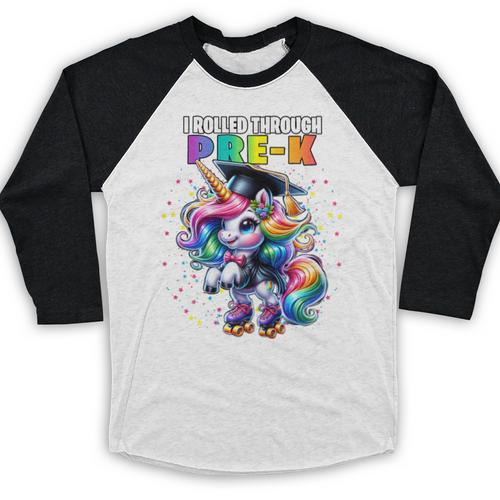 Graduation Pre-K Unicorn Roller Skate Girls Preschool Grad Baseball Raglan Shirt - Best Gift Smart