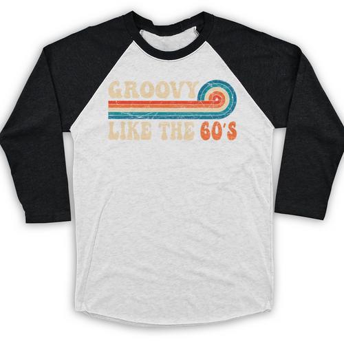 Groovy Like The 60s Aesthetic Nostalgia 1960's Retro Baseball Raglan Shirt - Figerry