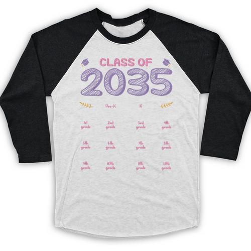 Grow With Me Graduation First Day Of School Class Of 2035 Baseball Raglan Shirt - Best Gift Smart
