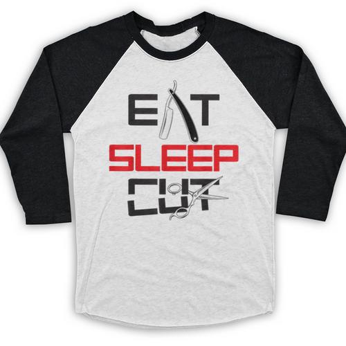 Haircutter Barber Eat Sleep Cut Barbering Graduation Baseball Raglan Shirt - Best Gift Smart
