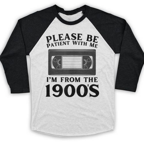 Over The Hill Please Be Patient I'm From The 1900s VHS Baseball Raglan Shirt - Figerry