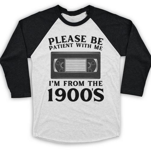 Over The Hill Please Be Patient I'm From The 1900s VHS Premium Tri-Blend Baseball Raglan Shirt - Figerry