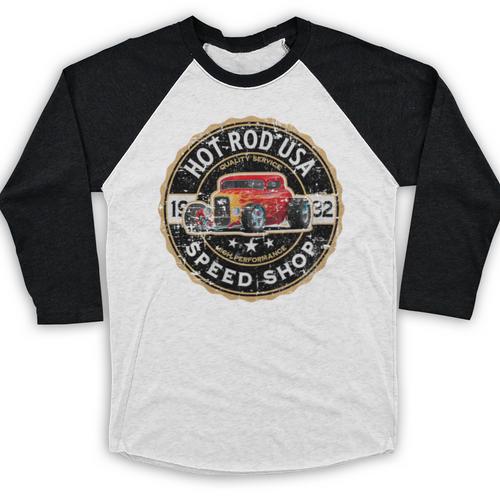 Hotrod Custom Car Automotive Nostalgia Distressed Premium Tri-Blend Baseball Raglan Shirt - Figerry