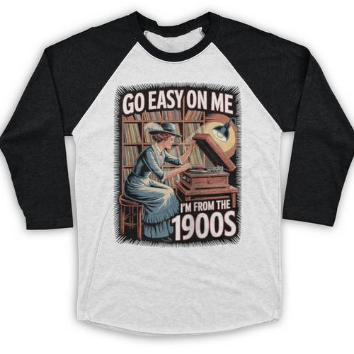 I'm From The 1900s Vinyl Record Lover For Women Raglan Baseball Tee Baseball Raglan Shirt - Figerry