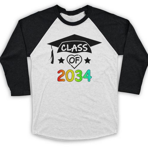 K -12th Grade Hand Prints Space Graduation Class Of 2034 Baseball Raglan Shirt - Best Gift Smart