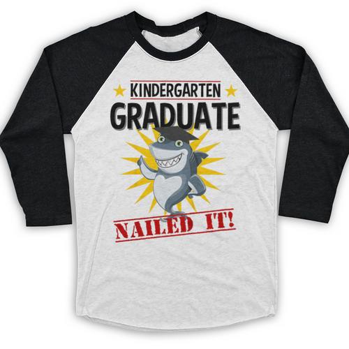 Kids Kindergarten Nailed It Shirt 2019 Shark Graduation Tee Baseball Raglan Shirt - Best Gift Smart
