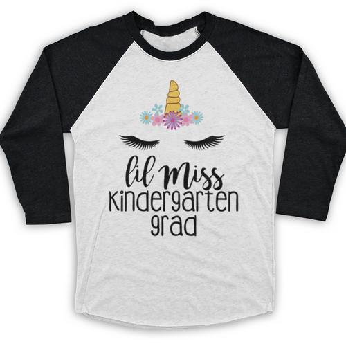 Kids Lil Miss Kindergarten Grad Shirt Graduation Shirts 2018 Baseball Raglan Shirt - Best Gift Smart