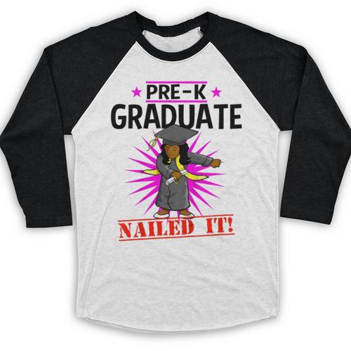 Kids Pre K Graduation Flossing Girl Nailed It Graduate Girls Baseball Raglan Shirt - Best Gift Smart