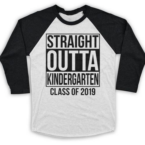 Kids Straight Outta Kindergarten Class Of 2019 Graduation Baseball Raglan Shirt - Best Gift Smart
