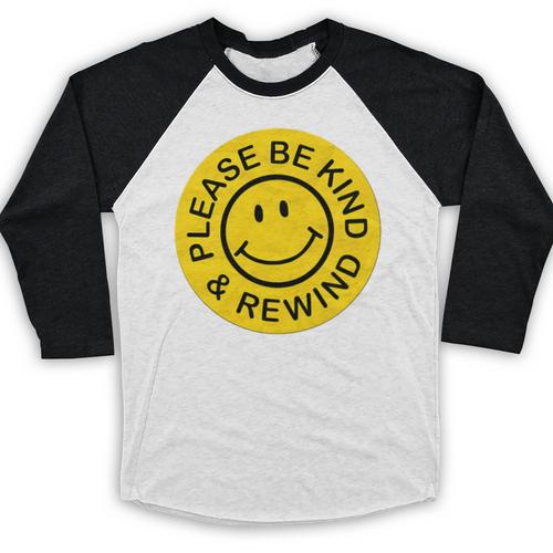Be Kind Rewind Shirt Retro Nostalgia Sticker 80s 90s Tee Premium Tri-Blend Baseball Raglan Shirt - Figerry