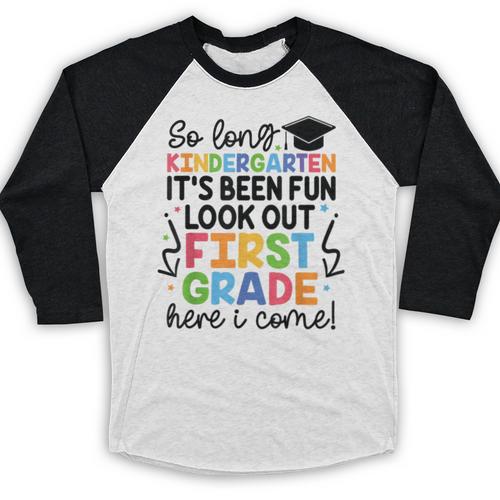 Kindergarten Graduation Graduate 1st Grade Here I Come Kids Baseball Raglan Shirt - Best Gift Smart
