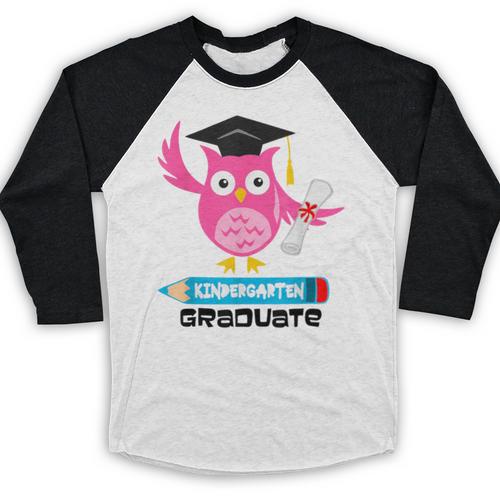 Kindergarten Graduation Tee Shirt Pink Owl T-Shir Baseball Raglan Shirt - Best Gift Smart