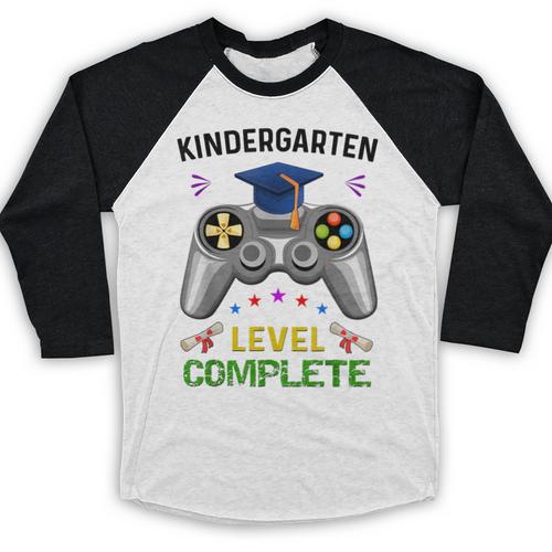 Kindergarten Level Complete Graduation Class 2023 Gamer Kids Baseball Raglan Shirt - Best Gift Smart