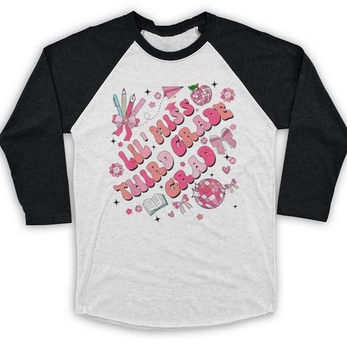 Lil Miss Third 3rd Grade Grad Graduation Last Day Girls Kid Baseball Raglan Shirt - Best Gift Smart