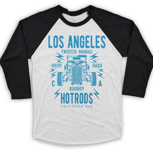 Los Angeles Hotrods Automotive Nostalgia Premium Tri-Blend Baseball Raglan Shirt - Figerry