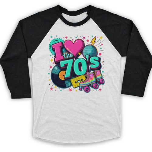 I Love The 70s Retro Cassette Roller Vinyl Disco Nostalgia Premium Tri-Blend Baseball Raglan Shirt - Figerry