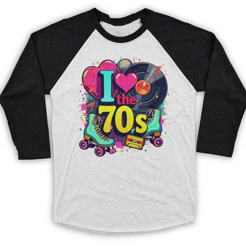 I Love The 70s Vintage Cassette Roller Vinyl Nostalgia 70s Premium Tri-Blend Baseball Raglan Shirt - Figerry