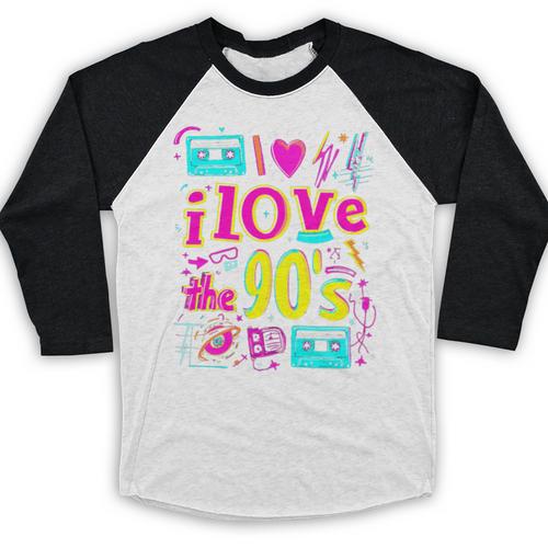 I Love The 90'S 90s Nostalgia Premium Tri-Blend Baseball Raglan Shirt - Figerry