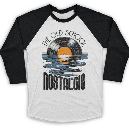 Music Old School Nostalgia Record Premium Tri-Blend Baseball Raglan Shirt - Figerry