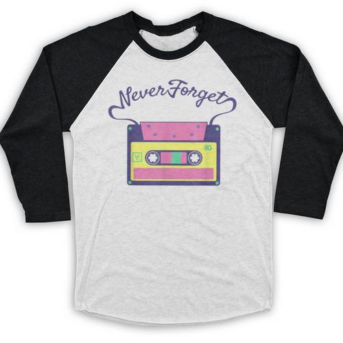 Nostalgia 1980s 80s 90s Costume Party Never Forget Baseball Raglan Shirt - Figerry