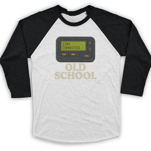 Old School 90s Pager Retro Nostalgia Vintage Tech Gen Baseball Raglan Shirt - Figerry