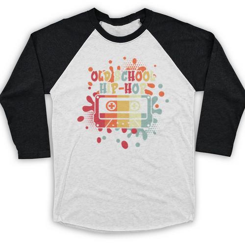 Old-School Hip Hop 80's 90's Style Music Cassette Nostalgia Baseball Raglan Shirt - Figerry