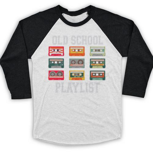Old School Playlist Nostalgia Vibes Cassette Baseball Raglan Shirt - Figerry