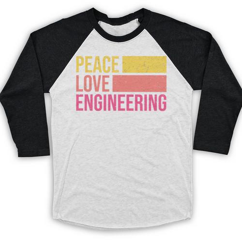 Peace Love Engineering Engineer School Graduation Retro Baseball Raglan Shirt - Best Gift Smart