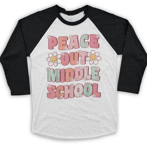 Peace Out Middle School Graduation Groovy Last Day Of School Baseball Raglan Shirt - Best Gift Smart