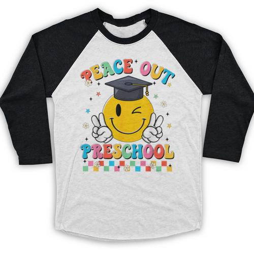 Peace Out Preschool Graduation Last Day Teachers Boys Girls Baseball Raglan Shirt - Best Gift Smart