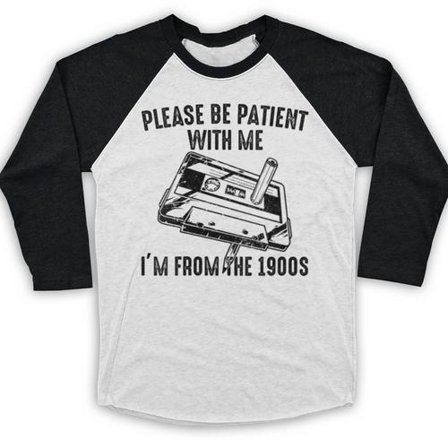 Please Be Patient With Me I'm From The 1900s Cassette Pencil Baseball Raglan Shirt - Figerry
